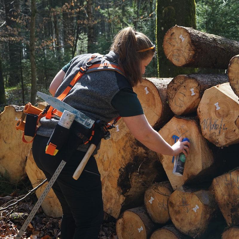 Förster-Multifunktionsgurt mit Grödel AustriAlpin Grödel und Sprühdosenhalterung für präzise Markierungen.