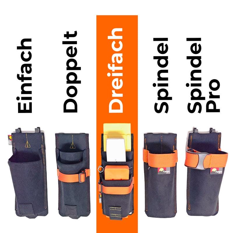 Auswahl an Keiltaschen – Einfach, Doppelt, Dreifach (Keiltasche für 3 Keile), Spindel und Spindel Pro für den Forsteinsatz