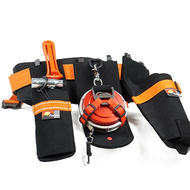 Profi-Forstgürtel von Fuegos – ausgestattet mit Maßbandhalterung, Doppelkeiltaschen und Kluppenhalterung. Die smarte Alternative zu Ochsenkopf-Gürteln.