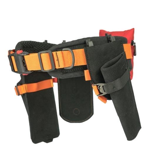 Profi Forstgürtel für Auszubildende Forstwirte – Komplettansicht mit Keiltasche und Maßbandhalter