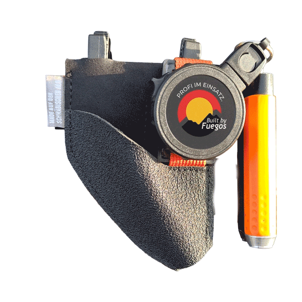 FUEGOS Halterung für Kreidehalter mit 360° Selbstaufroller und Kevlarschnur – kompatibel mit Stihl, Oregon, Lyra, Pica und Grube.