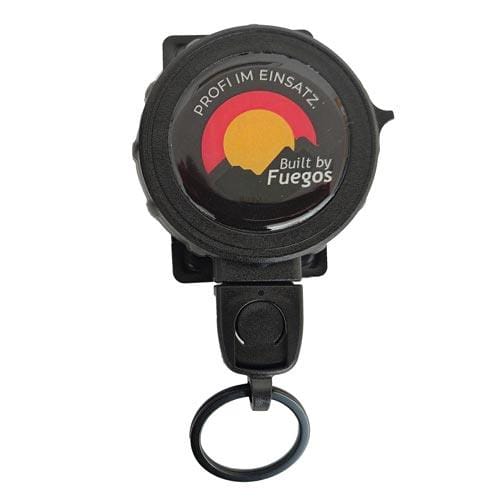 FUEGOS Kevlar-Selbstaufroller für Kreidehalter – 360° drehbar, abnehmbar, schnittfest und kompatibel mit Gürtel- und Schulterkoppel.